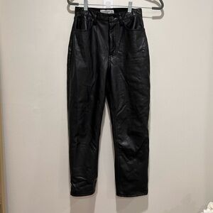 Abercrombie leather pants ankle straight ultra high rise